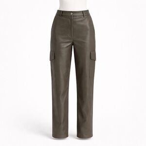 Size 00 Wilfred Aritzia Women’s Faux Leather Cargo Pants Grey Vegan Straight Leg